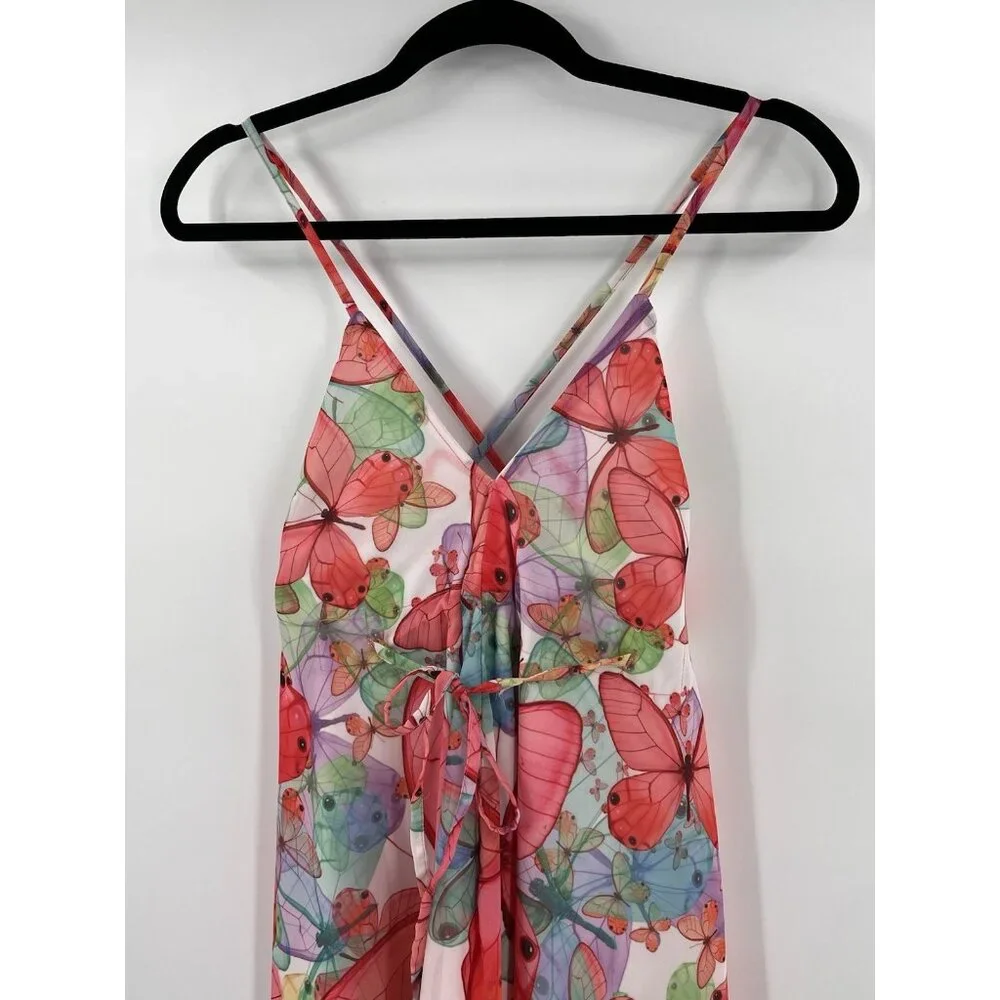 MOLLY BRACKEN Women's Bright Butterfly Strappy Midi Summer Dress XS - Picture 2 of 7